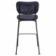 Lot de 2 Tabourets de Bar Bleu Foncé Benson Zuiver Assise Hautes en Velours Côtelé et Acier 46x53,5x92cm
