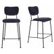 Lot de 2 Tabourets de Bar Bleu Foncé Benson Zuiver Assise Hautes en Velours Côtelé et Acier 46x53,5x92cm