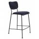 Lot de 2 Tabourets de Bar Bleu Foncé Benson Zuiver Assise Hautes en Velours Côtelé et Acier 46x53,5x92cm