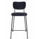 Lot de 2 Tabourets de Bar Bleu Foncé Benson Zuiver Assise Hautes en Velours Côtelé et Acier 46x53,5x92cm