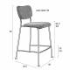 Lot de 2 Tabourets de Bar Gris Bleu Benson Zuiver Assise Hautes en Velours Côtelé et Acier 46x53,5x92cm