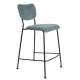 Lot de 2 Tabourets de Bar Gris Bleu Benson Zuiver Assise Hautes en Velours Côtelé et Acier 46x53,5x92cm