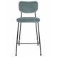 Lot de 2 Tabourets de Bar Gris Bleu Benson Zuiver Assise Hautes en Velours Côtelé et Acier 46x53,5x92cm