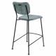 Lot de 2 Tabourets de Bar Gris Bleu Benson Zuiver Assise Hautes en Velours Côtelé et Acier 46x53,5x92cm