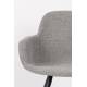 Lot de 2 Fauteuils de Table Albert Kuip Soft Zuiver Assise Chaise en Tissu Gris Clair et Bois 55x59x81,5cm