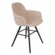 Lot de 2 Fauteuils de Table Albert Kuip Soft Zuiver Assise Chaise en Tissu Beige et Bois 55x59x81,5cm