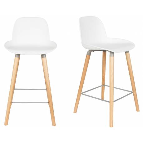 Lot de 2 Tabourets de Bar Résine Blanc Albert Kuip Zuiver Assise de Comptoir 45x47,5x89cm
