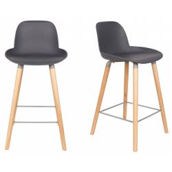 Lot de 2 Tabourets de Bar Résine Gris Anthracite Albert Kuip Zuiver Assise de Comptoir 45x47,5x89cm