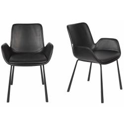 Lot de 2 Chaises Design Brit Zuiver Fauteuil Noir en Polyuréthane 59x62x79cm