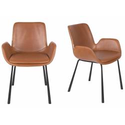 Lot de 2 Chaises Design Brit Zuiver Fauteuil Marron en Polyuréthane 59x62x79cm