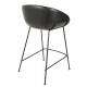 Lot de 2 Chaises Hautes Design Feston Zuiver Fauteuil de Bar Noir en Polyuréthane 53x54,5x88,5cm