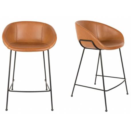 Lot de 2 Chaises Hautes Design Feston Zuiver Fauteuil de Bar Noir en Polyuréthane 53x54,5x88,5cm