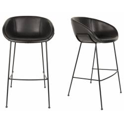 Lot de 2 Tabourets de Comptoir Design Feston Zuiver Fauteuil de Bar Noir en Polyuréthane 53x54,5x98,5cm