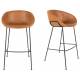 Lot de 2 Tabourets de Comptoir Design Feston Zuiver Fauteuil de Bar Marron en Polyuréthane 53x54,5x98,5cm