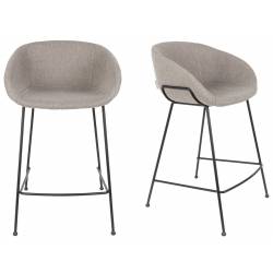 Lot de 2 Tabourets de Comptoir Design Feston Zuiver Fauteuil de Bar Gris en Tissu 53x54,5x88,5cm