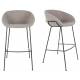 Lot de 2 Tabourets de Comptoir Design Feston Zuiver Fauteuil de Bar Gris en Tissu 53x54,5x98,5cm