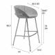 Lot de 2 Tabourets de Comptoir Design Feston Zuiver Fauteuil de Bar Gris en Tissu 53x54,5x98,5cm