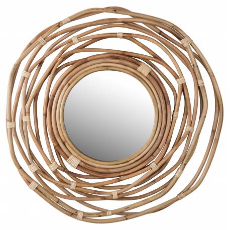 Miroir Kubu Dutchbone Décoration Glace Murale Ronde en Bois 3,2x75x75cm