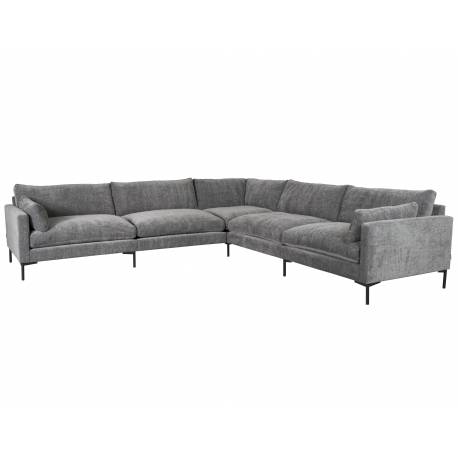 Canapé d'Angle Summer Gris Anthracite Zuiver Banquette 7 Places Assise de Salon en Tissu 82x318x318cm