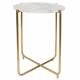 Bout de Canapé Timpa Guéridon Woody Meuble d’Appoint Marbre Blanc 44,5x44,5x54cm