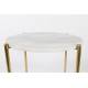 Bout de Canapé Timpa Guéridon Woody Meuble d’Appoint Marbre Blanc 44,5x44,5x54cm