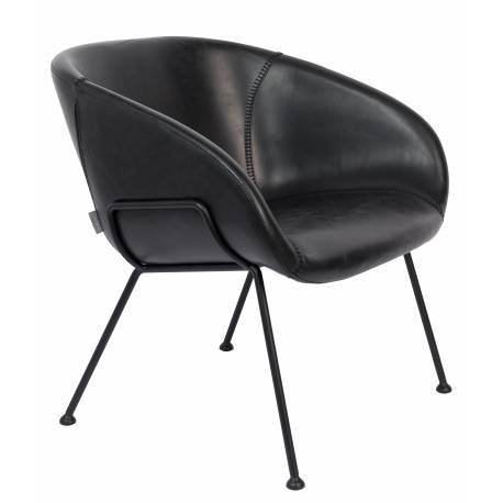 Fauteuil Feston Zuiver Siège Design Noir Assise de Salon en Polyuréthane 65,5x70,5x72cm