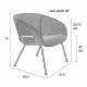 Fauteuil Feston Zuiver Siège Design Gris Assise de Salon en Tissu 65,5x70,5x72cm