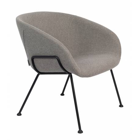 Fauteuil Feston Zuiver Siège Design Gris Assise de Salon en Tissu 65,5x70,5x72cm