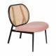 Fauteuil Spike Rose Zuiver Siège en Tissu et Rotin Assise de Salon Design 70x78,6x84,1cm