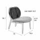 Fauteuil Spike Gris Zuiver Siège en Tissu et Rotin Assise de Salon Design 70x78,6x84,1cm