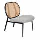 Fauteuil Spike Gris Zuiver Siège en Tissu et Rotin Assise de Salon Design 70x78,6x84,1cm
