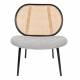 Fauteuil Spike Gris Zuiver Siège en Tissu et Rotin Assise de Salon Design 70x78,6x84,1cm