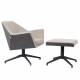 Pouf Uncle Jesse Zuiver Repose-Pieds Pivotant Bicolore Beige et Gris Assise d'Appoint en Tissu 43x44x50cm