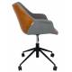 Fauteuil de Bureau Doulton Vintage Brun Zuiver Assise Siège Pivotant sur Roulettes en Métal Polyuréthane et Tissu 63x67x91cm