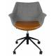 Fauteuil de Bureau Doulton Vintage Brun Zuiver Assise Siège Pivotant sur Roulettes en Métal Polyuréthane et Tissu 63x67x91cm
