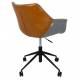 Fauteuil de Bureau Doulton Vintage Brun Zuiver Assise Siège Pivotant sur Roulettes en Métal Polyuréthane et Tissu 63x67x91cm