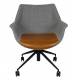 Fauteuil de Bureau Doulton Vintage Brun Zuiver Assise Siège Pivotant sur Roulettes en Métal Polyuréthane et Tissu 63x67x91cm