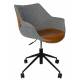 Fauteuil de Bureau Doulton Vintage Brun Zuiver Assise Siège Pivotant sur Roulettes en Métal Polyuréthane et Tissu 63x67x91cm