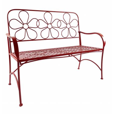 Banc Marguerite 2 Places Banquette de Jardin Fauteuil 2 Personnes en Métal Rouge 51x91x112,5cm