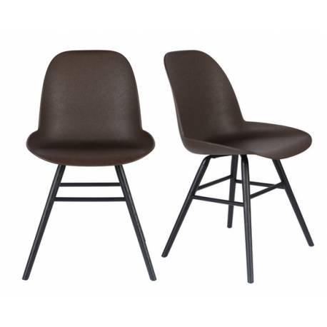 Lot de 2 Chaises en Marc de Café Albert Kuip Zuiver Assise de Table en Polypropylène et Bois 49x55x81,5cm