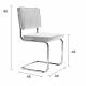 Lot de 2 Chaises Ridge Noir Zuiver Sièges Assises de Table en Tissu Nervuré 48x48x85cm