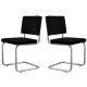 Lot de 2 Chaises Ridge Noir Zuiver Sièges Assises de Table en Tissu Nervuré 48x48x85cm