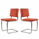 Lot de 2 Chaises Ridge Orange Zuiver Sièges Assises de Table en Tissu Nervuré 48x48x85cm