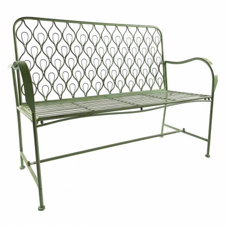 Banc Paon 2 Places Banquette de Jardin Fauteuil 2 Personnes en Métal Vert 49x92x123cm