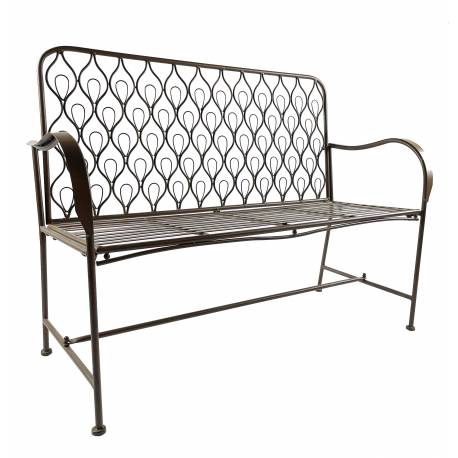 Banc Paon 2 Places Banquette de Jardin Fauteuil 2 Personnes en Métal Marron 49x92x123cm