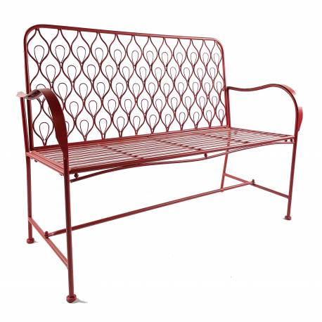 Banc Paon 2 Places Banquette de Jardin Fauteuil 2 Personnes en Métal Rouge 49x92x123cm