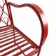Banc Paon 2 Places Banquette de Jardin Fauteuil 2 Personnes en Métal Rouge 49x92x123cm