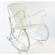 Rocking Chair Louisiane Blanc Chaise Fauteuil de Jardin à Bascule Intérieur Extérieur en Métal Patiné 60x80x89cm