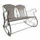 Rocking Chair Double Louisiane Marron Fauteuil 2 Places Banc à Bascule Intérieur Extérieur en Métal Patiné 80x89x104,5cm