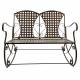 Rocking Chair Double Louisiane Marron Fauteuil 2 Places Banc à Bascule Intérieur Extérieur en Métal Patiné 80x89x104,5cm